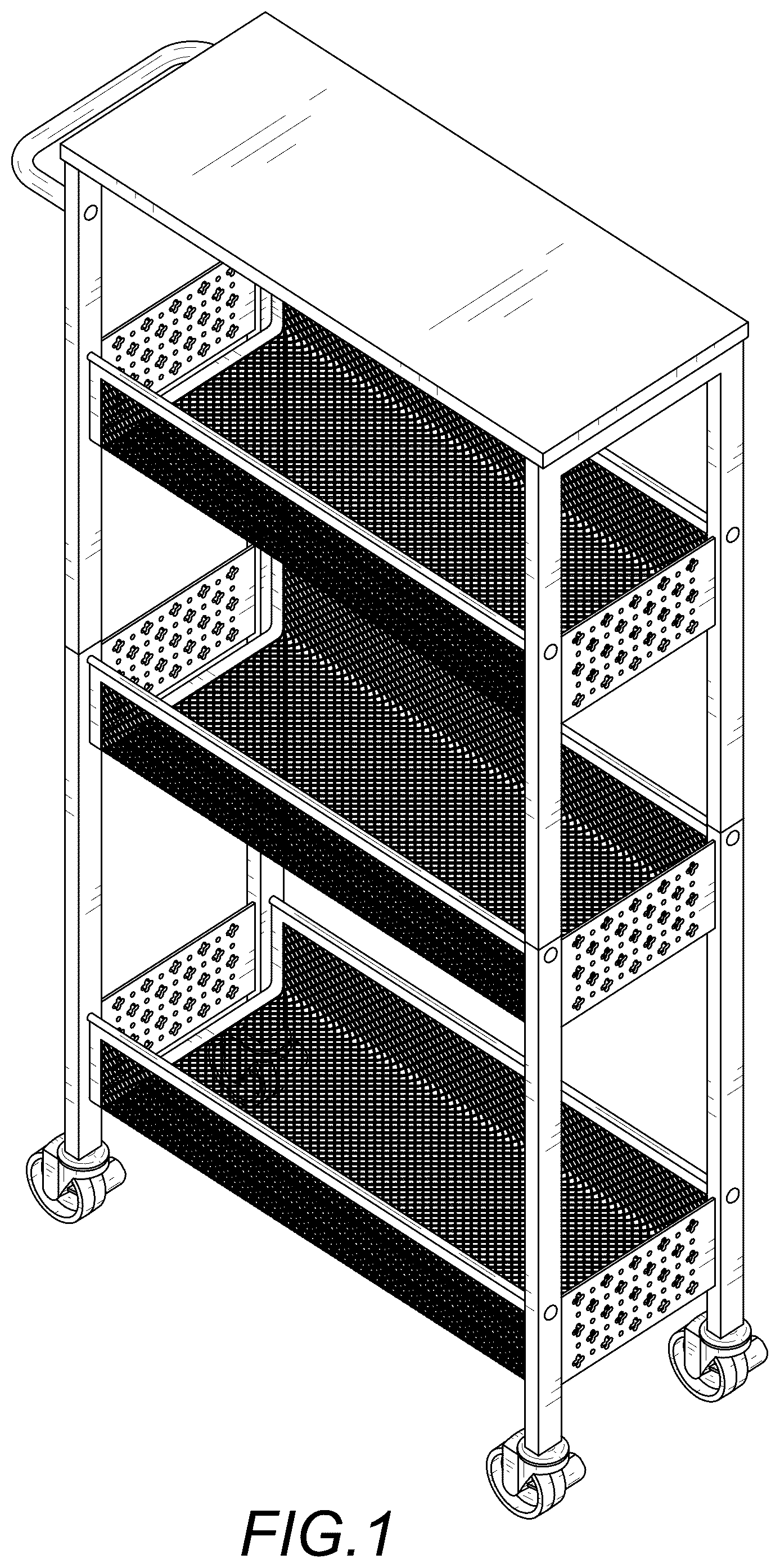 Patent USD1124569 Figure 1 – Mesh cart