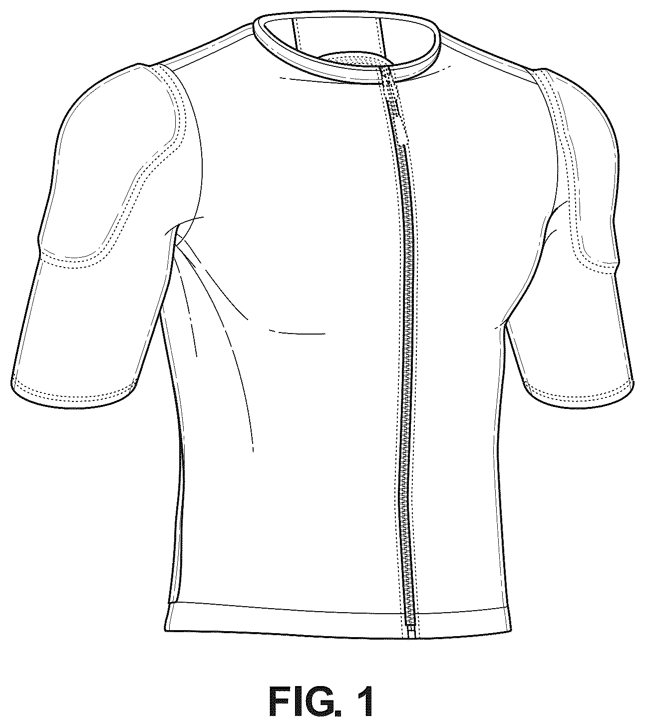 Patent USD1124585 — Protective cycling jersey — Figure 1