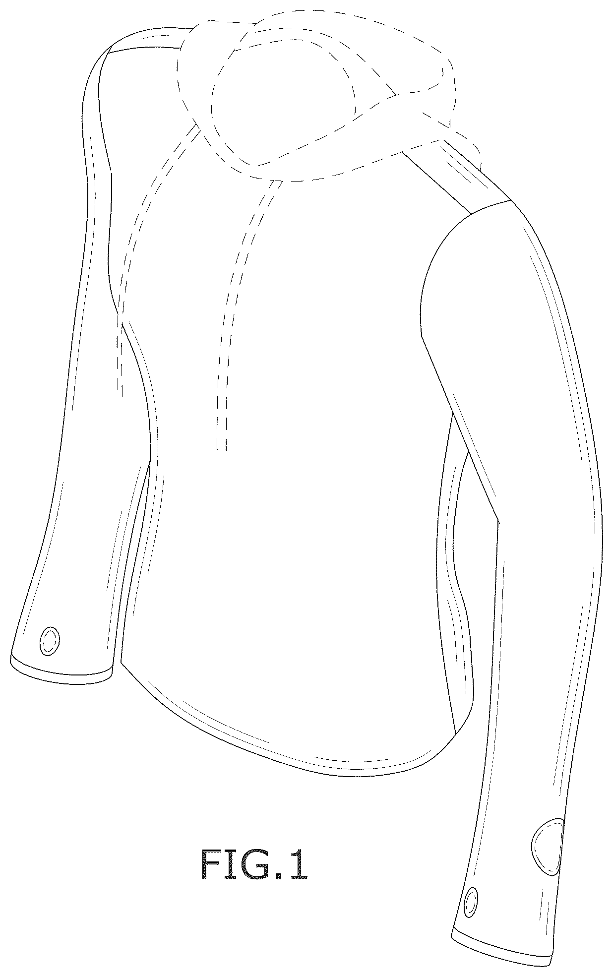 Patent USD1124587 — Sports shirt with accessory hole — Figure 1