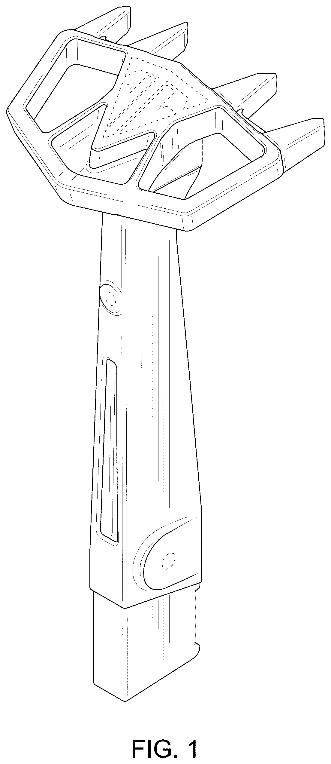 Patent USD1124684 Figure 1 – Tree saddle foot pad and post