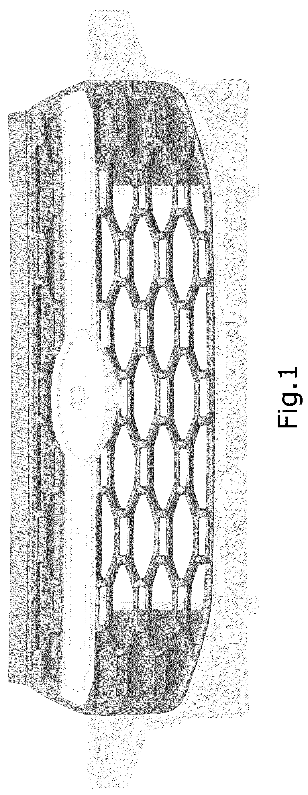 Patent USD1124976 — Vehicle front upper grille with carrier blockout — Figure 1