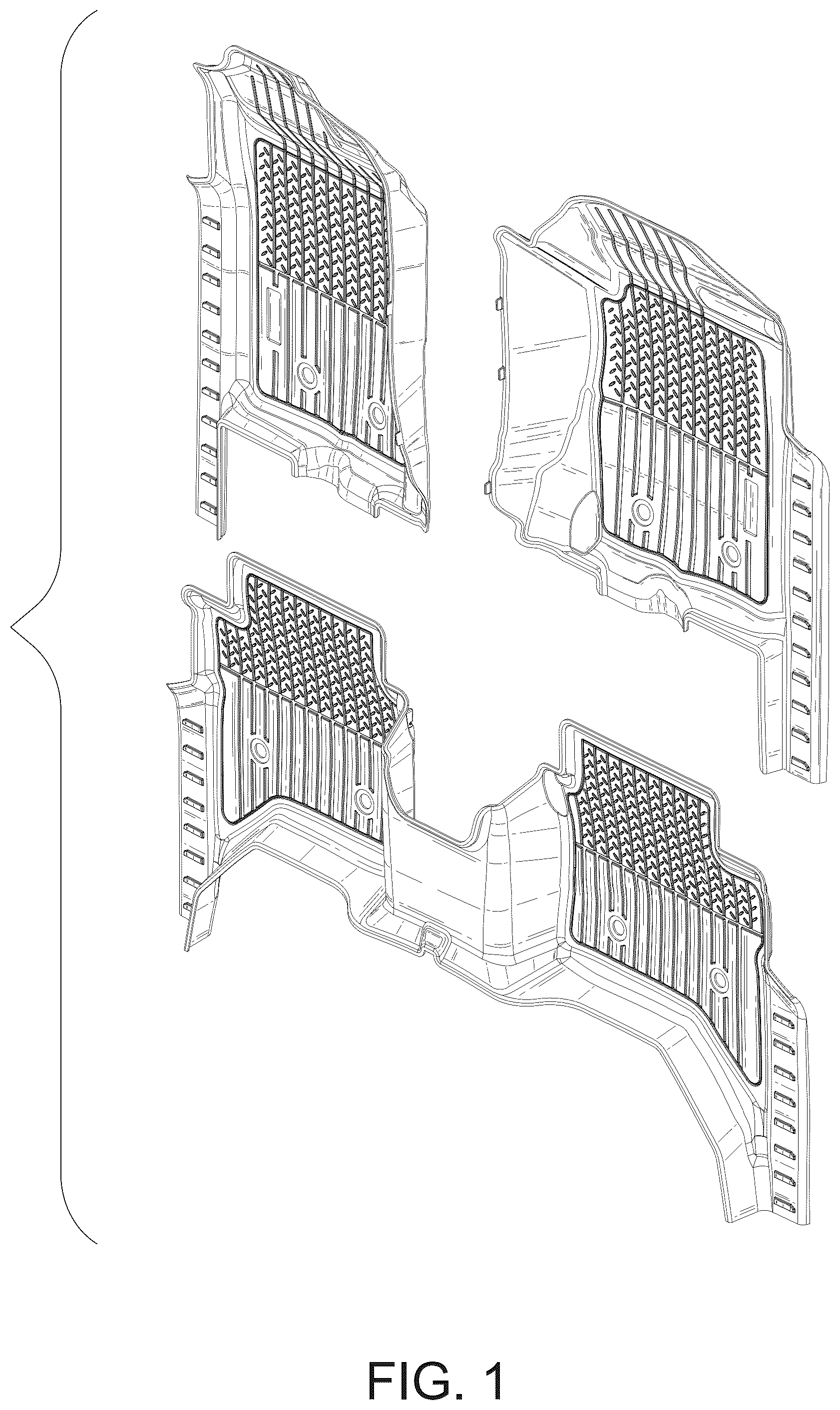 Patent USD1124996 Figure 1 – Car floor mat set