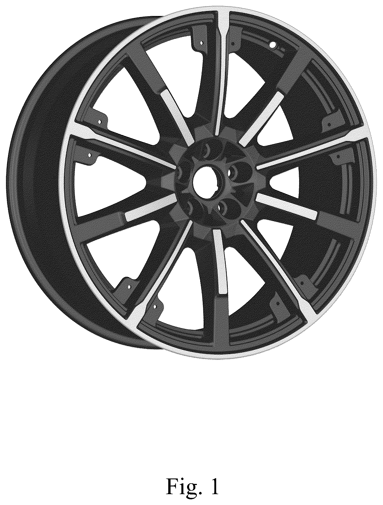 Patent USD1124999 Figure 1 – Vehicle wheel, toy vehicle wheel, or vehicle wheel replica