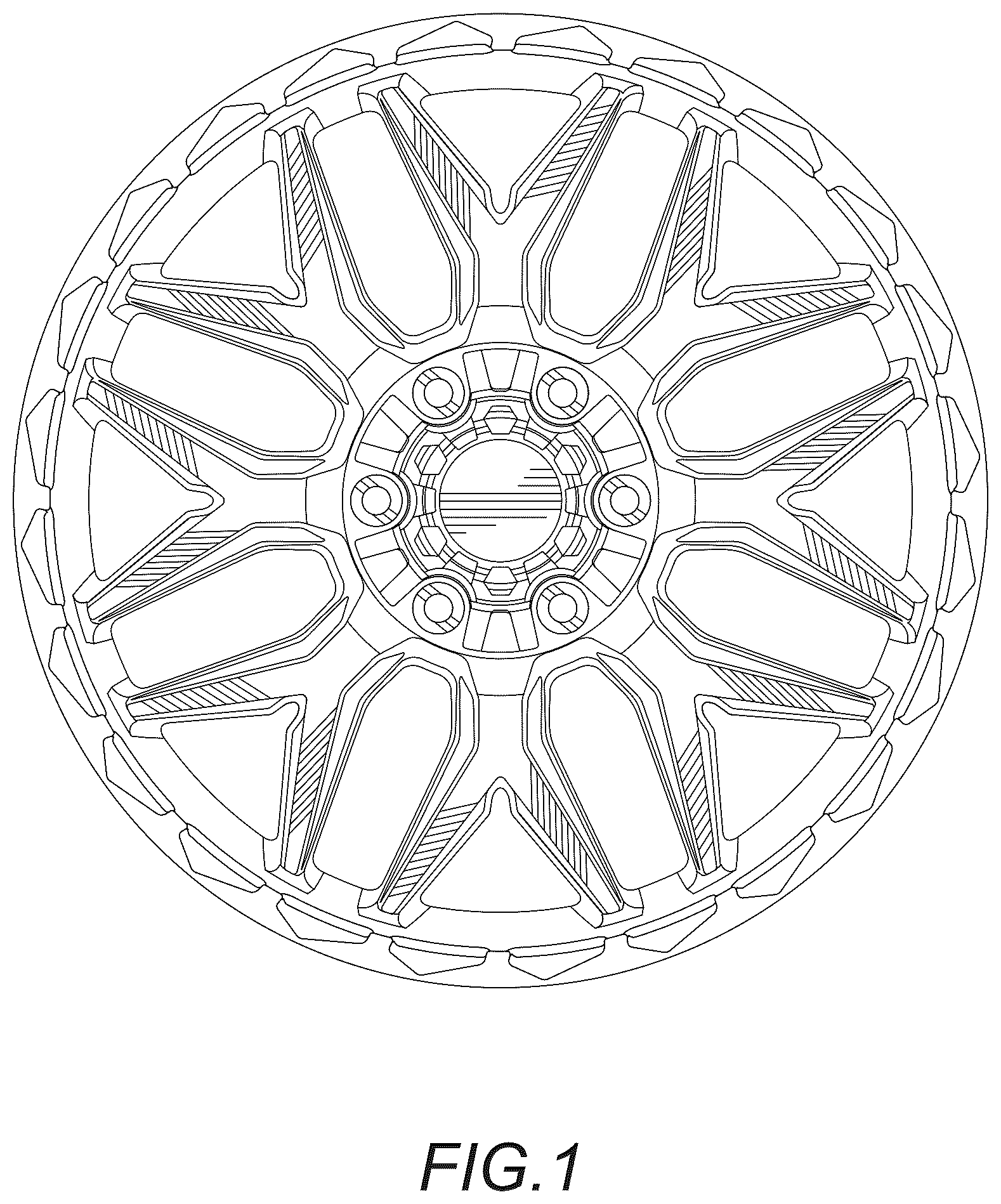 Patent USD1125000 Figure 1 – Automobile wheel