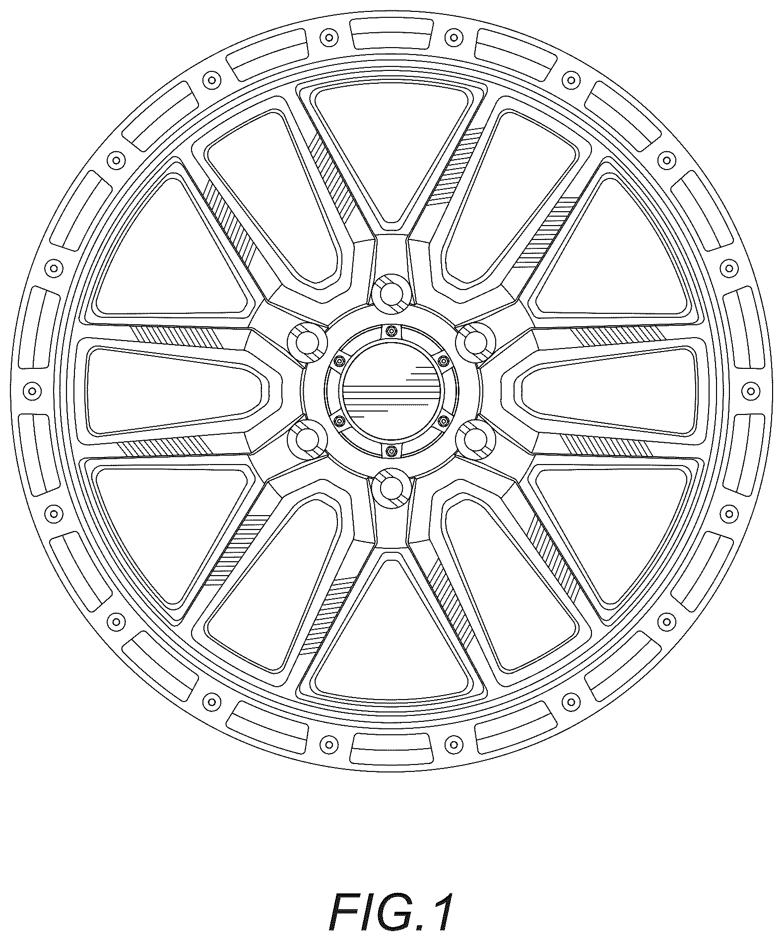 Patent USD1125001 — Automobile wheel — Figure 1