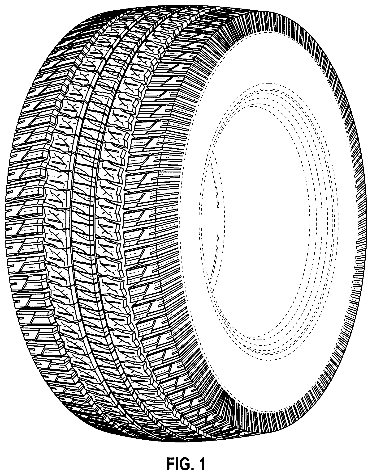 Patent USD1125021 Figure 1 – Tire tread