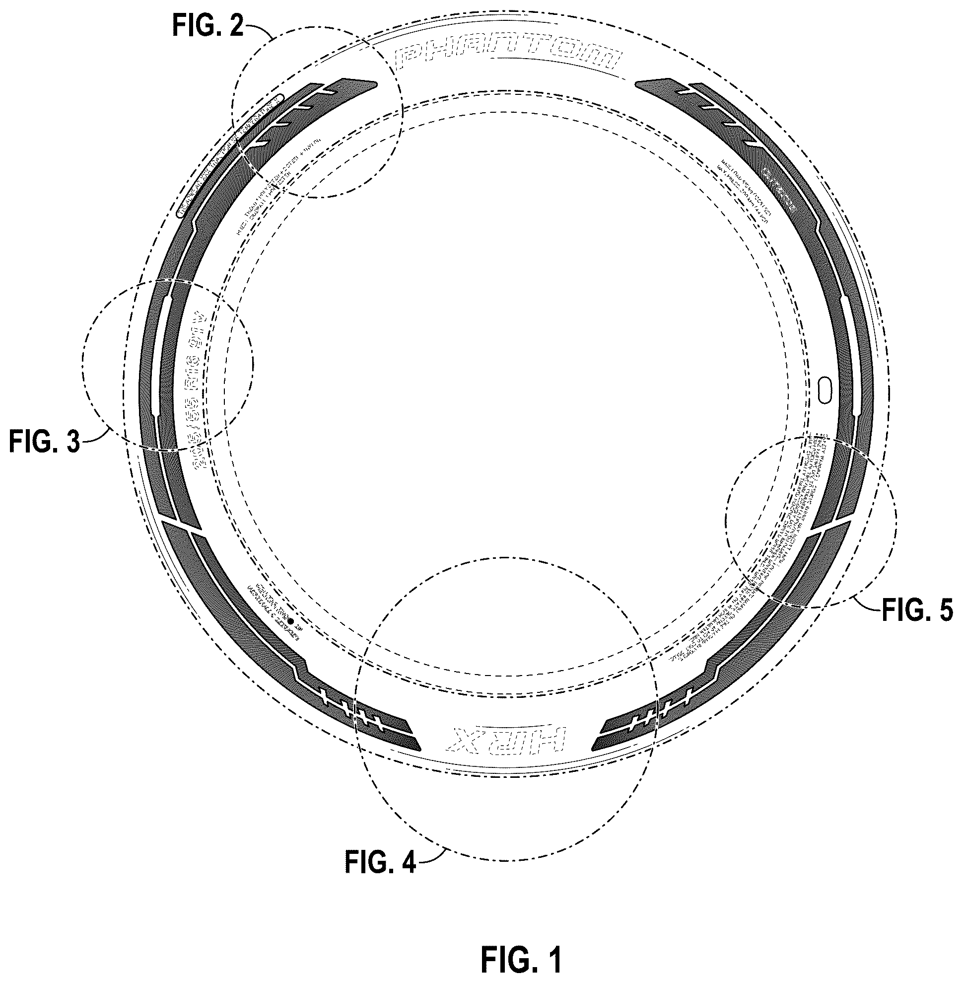 Patent USD1125027 — Tire sidewall — Figure 1
