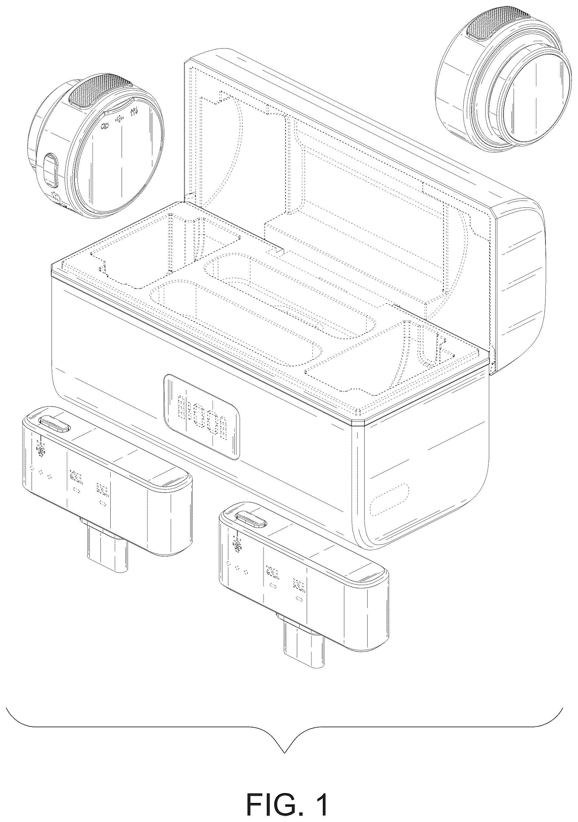 Patent USD1125048 Figure 1 – Microphone charging case set