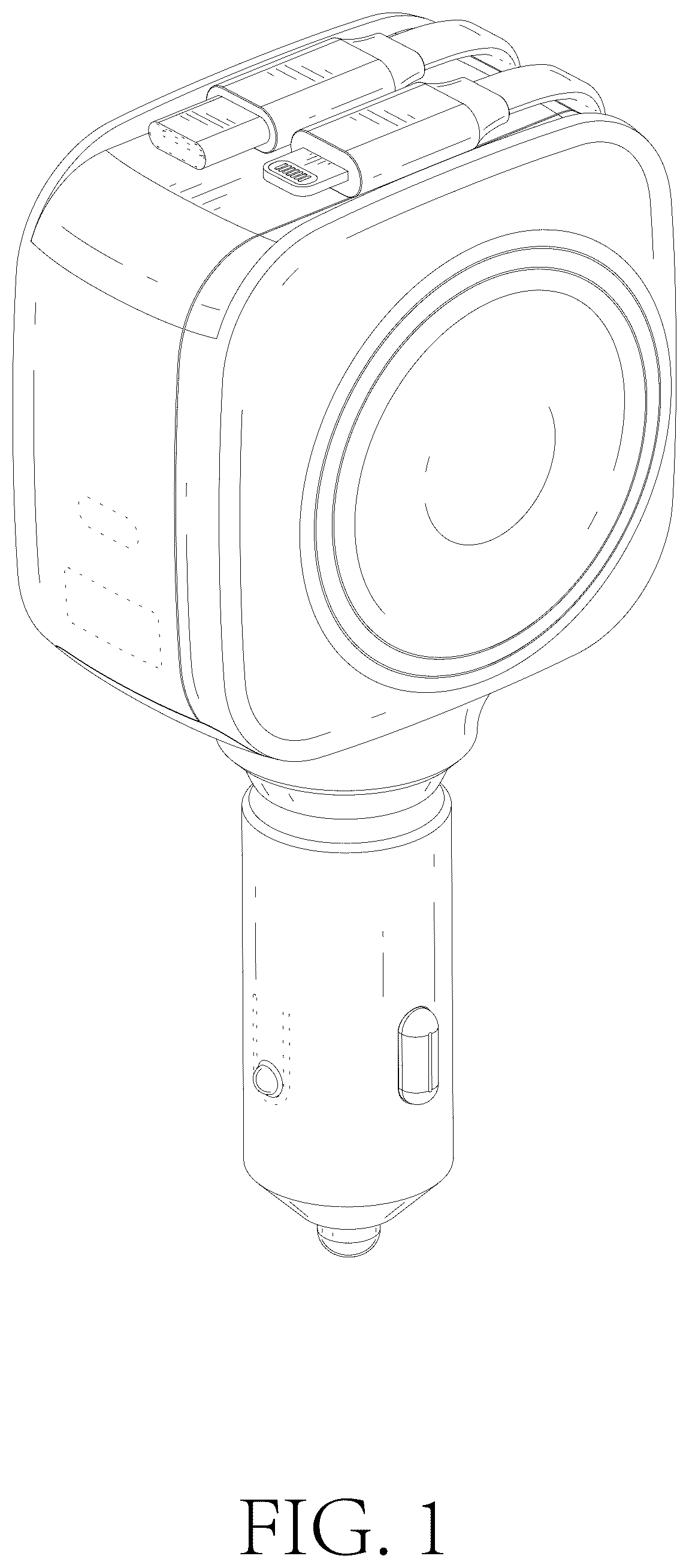 Patent USD1125076 — Car charger with light — Figure 1