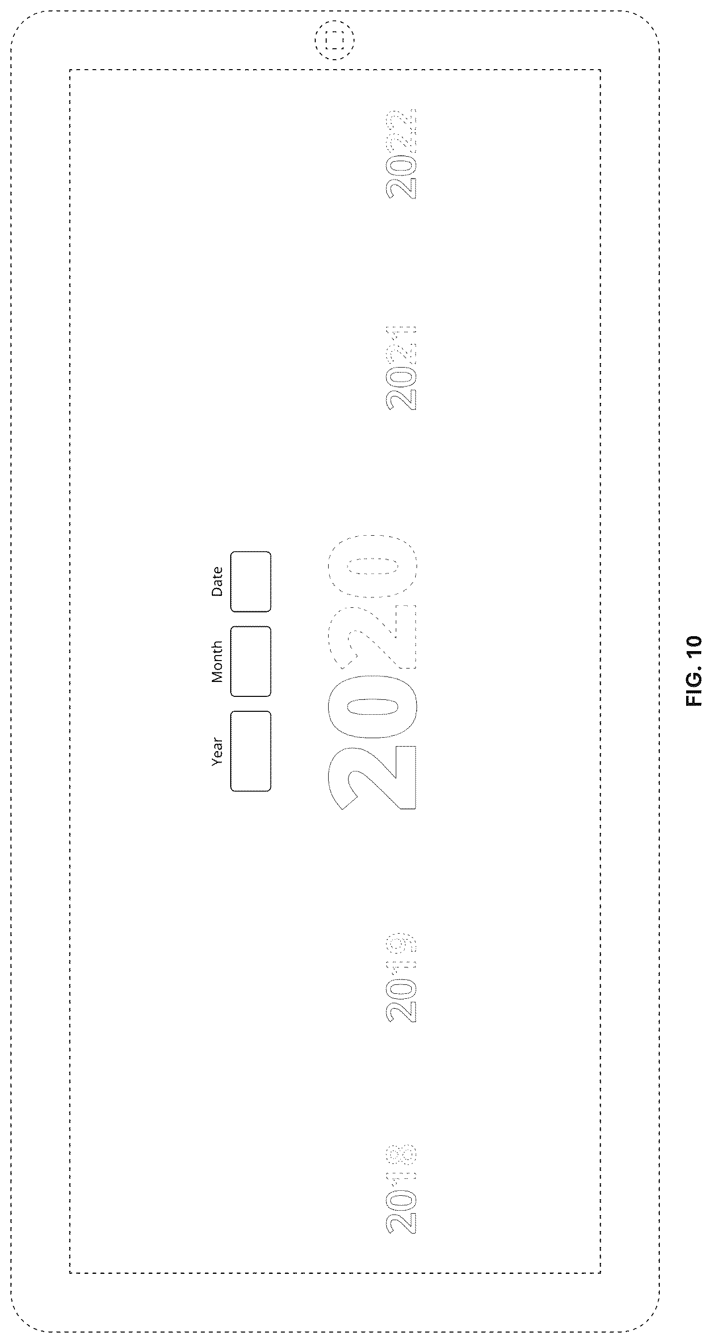 Patent USD1125196 Figure 10 – Display screen with animated graphical user interface for interactive date selection