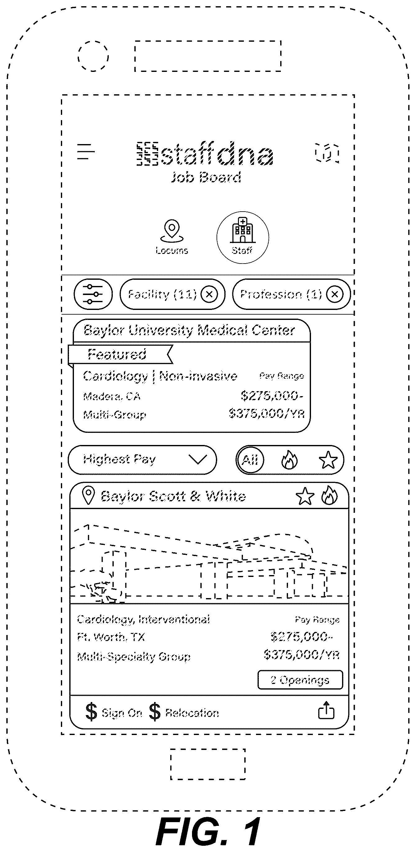 Patent USD1125203 — Display screen with graphical user interface for a mobile device — Figure 1