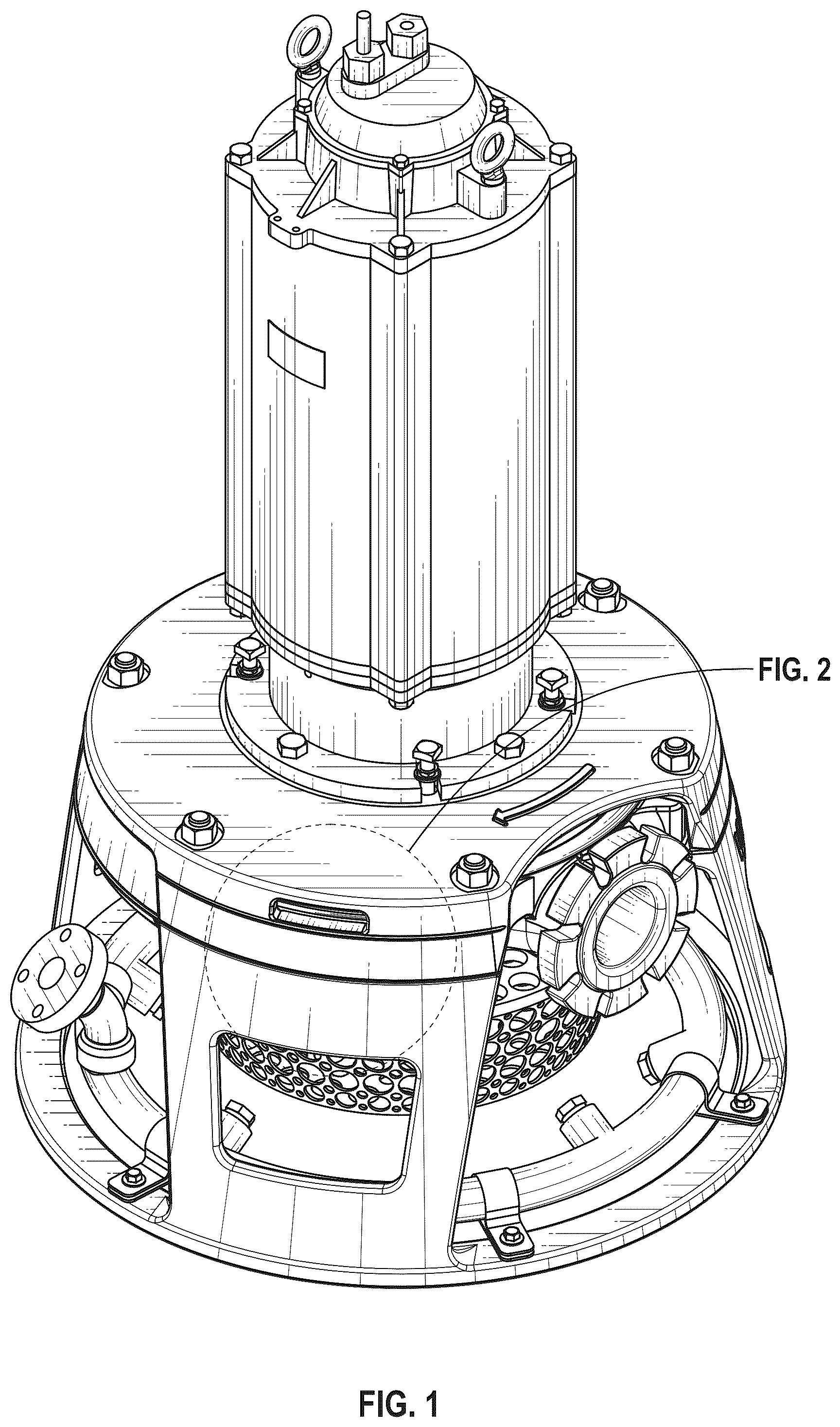 Patent USD1125277 — Combined encased pump, stand and strainer basket — Figure 1