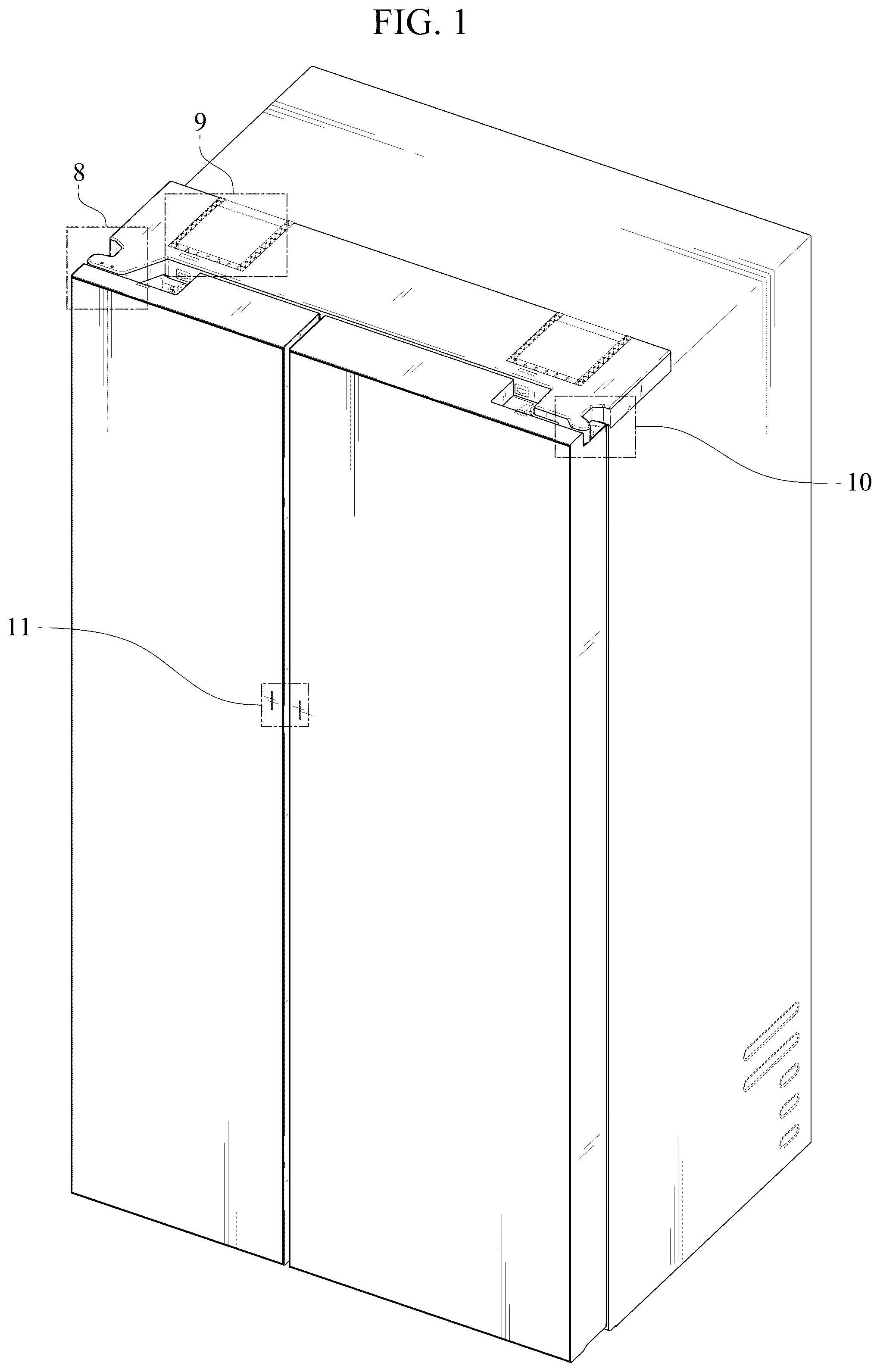 Patent USD1125291 Figure 1 – Refrigerator