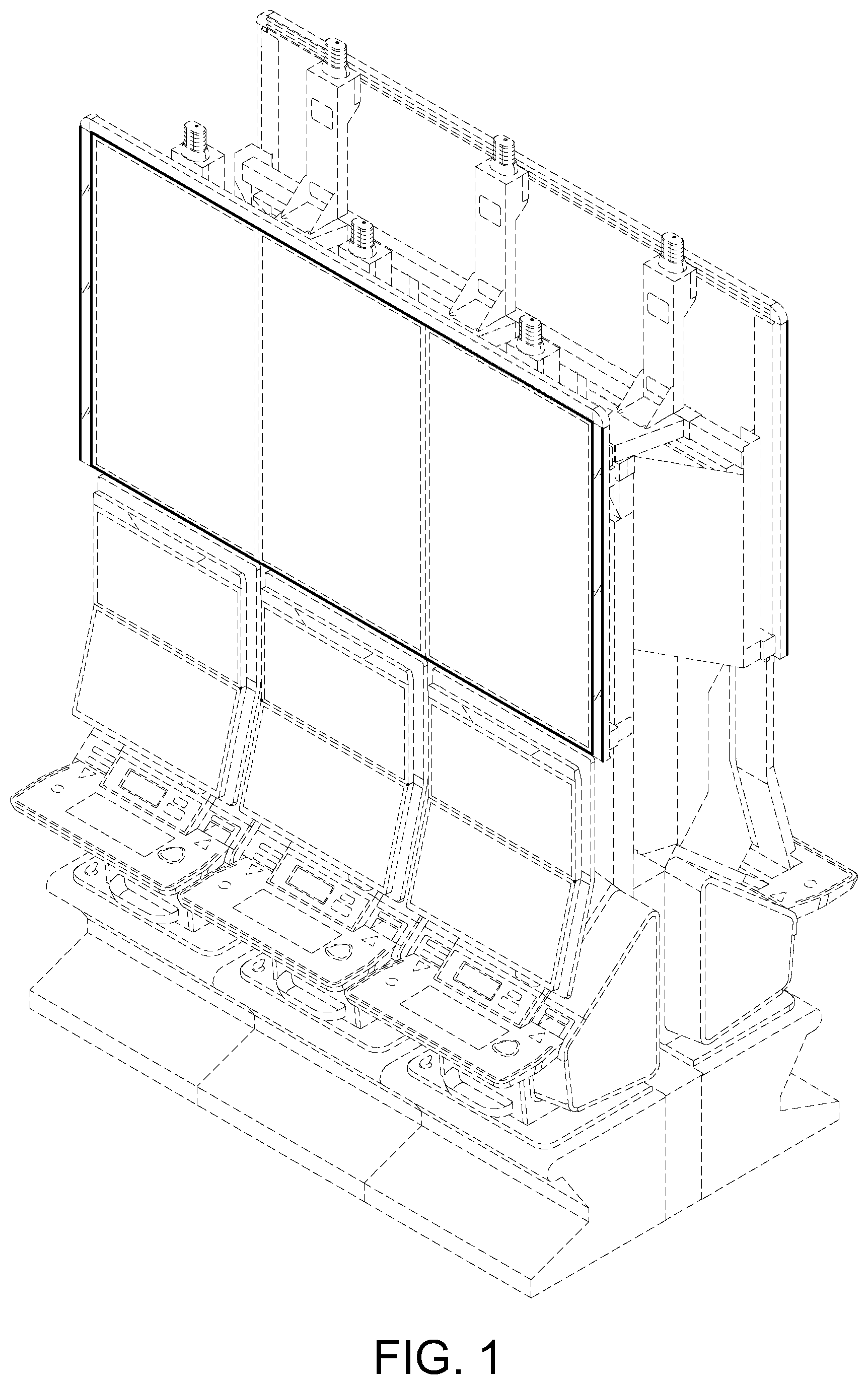 Patent USD1125378 — Bank of gaming machines including light bar — Figure 1