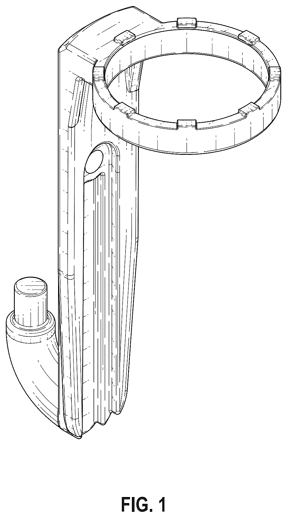 Patent USD1125401 Figure 1 – Model vehicle shock reservoir mount