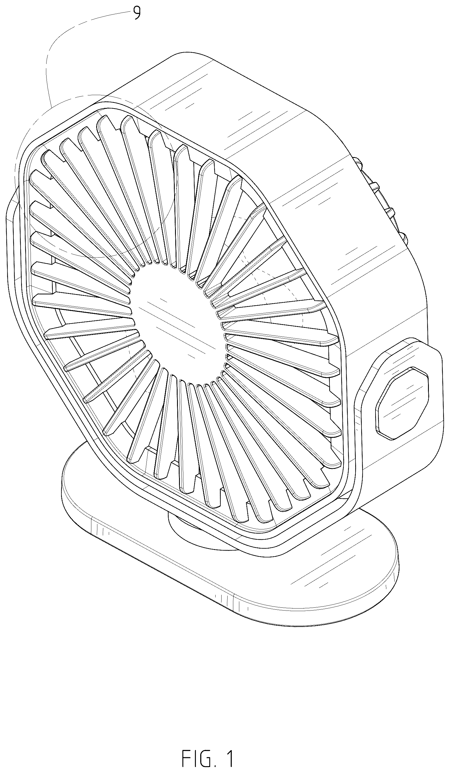 Patent USD1125515 Figure 1 – Desktop fan