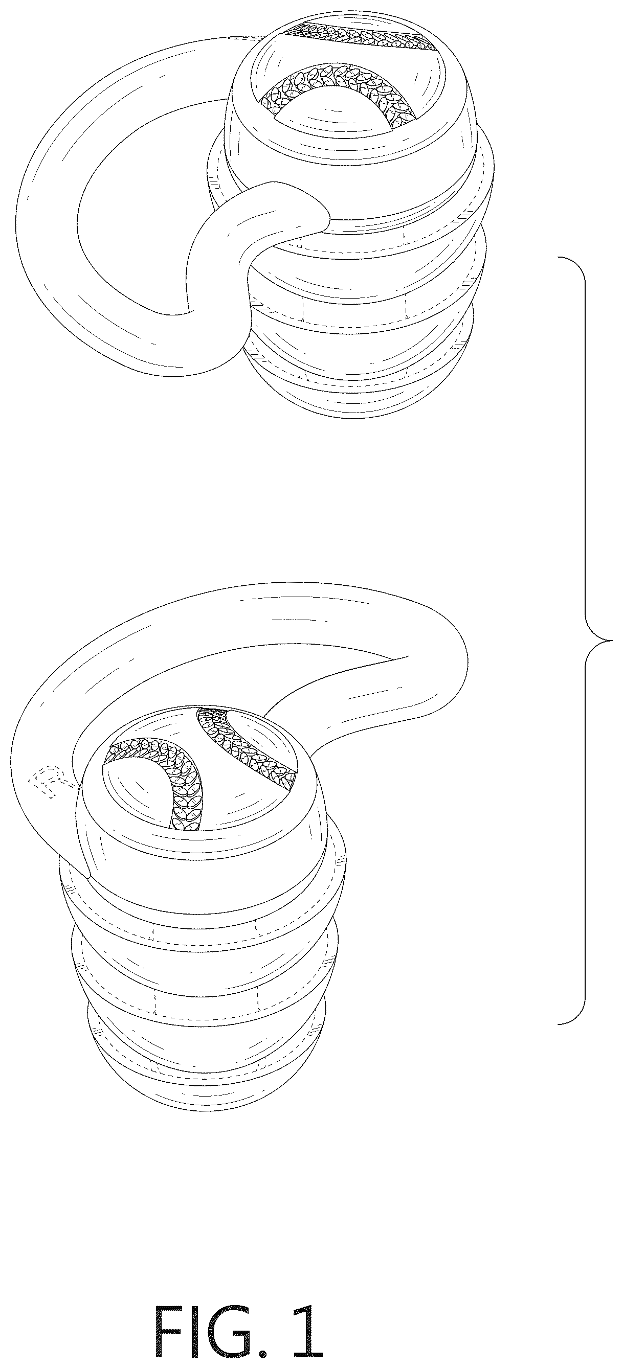 Patent USD1125524 — Pair of swimming earplugs — Figure 1