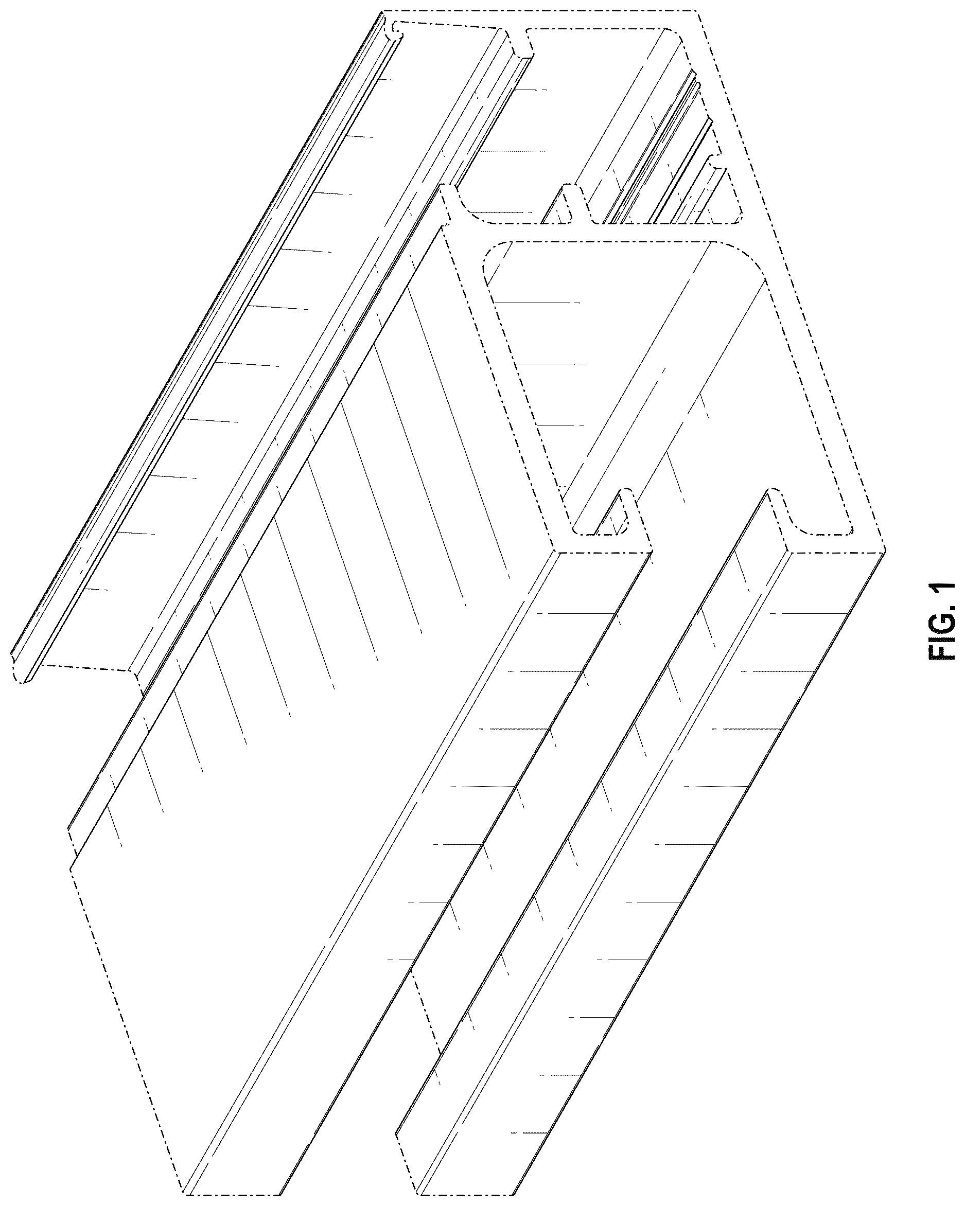 Patent USD1125608 Figure 1 – Rail for retractable screen