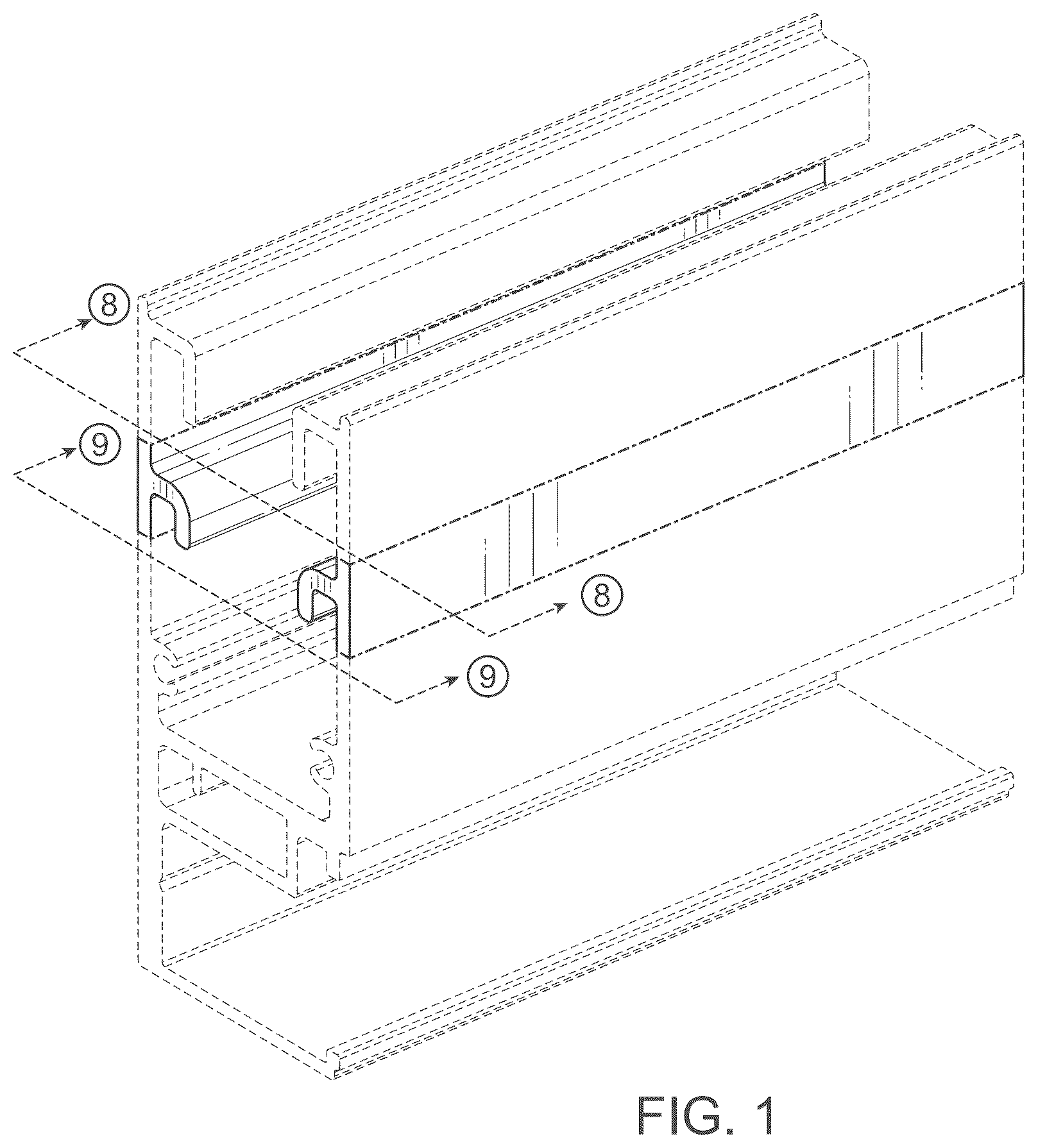 Patent USD1125609 — Screen base track — Figure 1