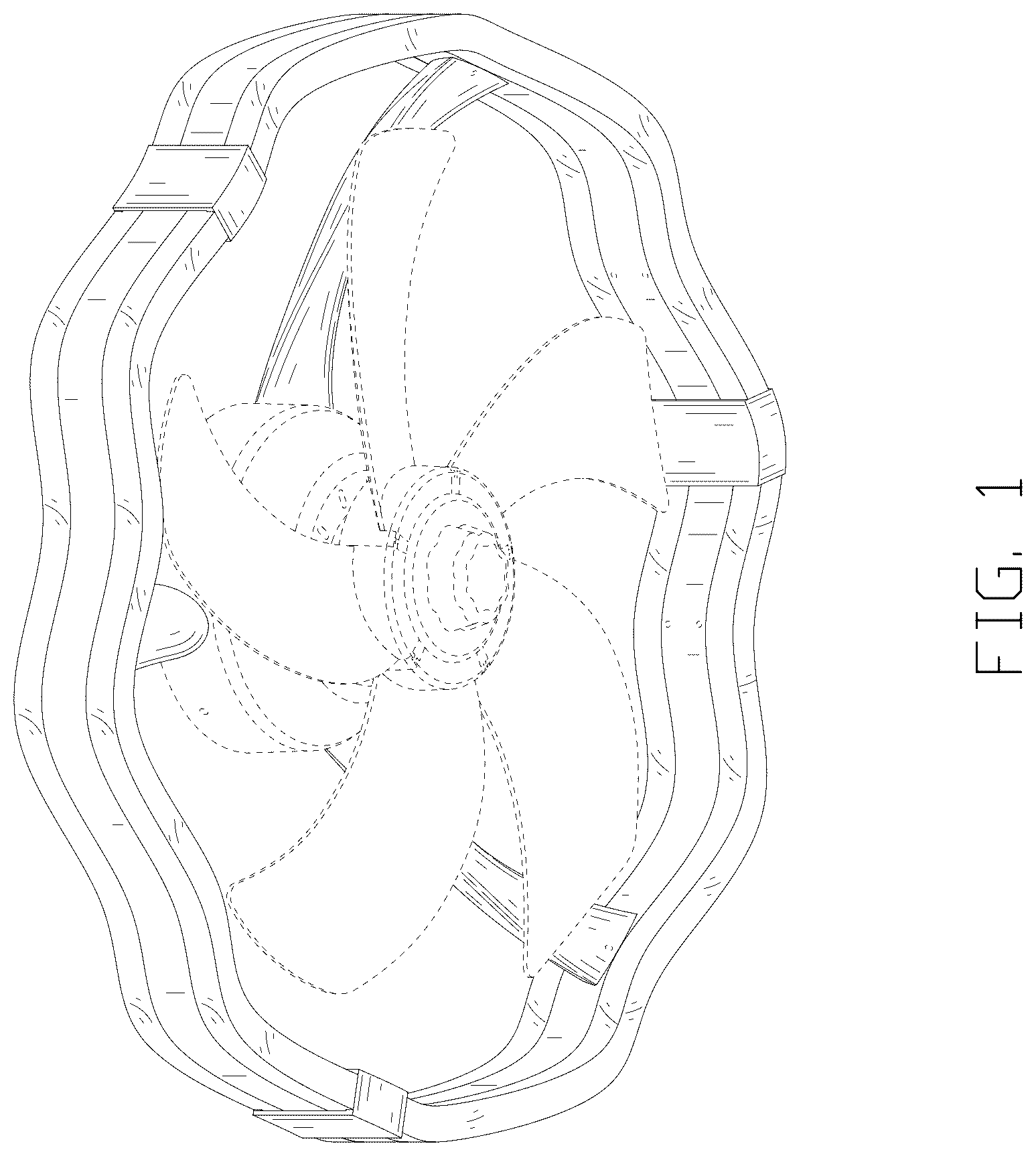Patent USD1125638 Figure 1 – Ceiling fan with light