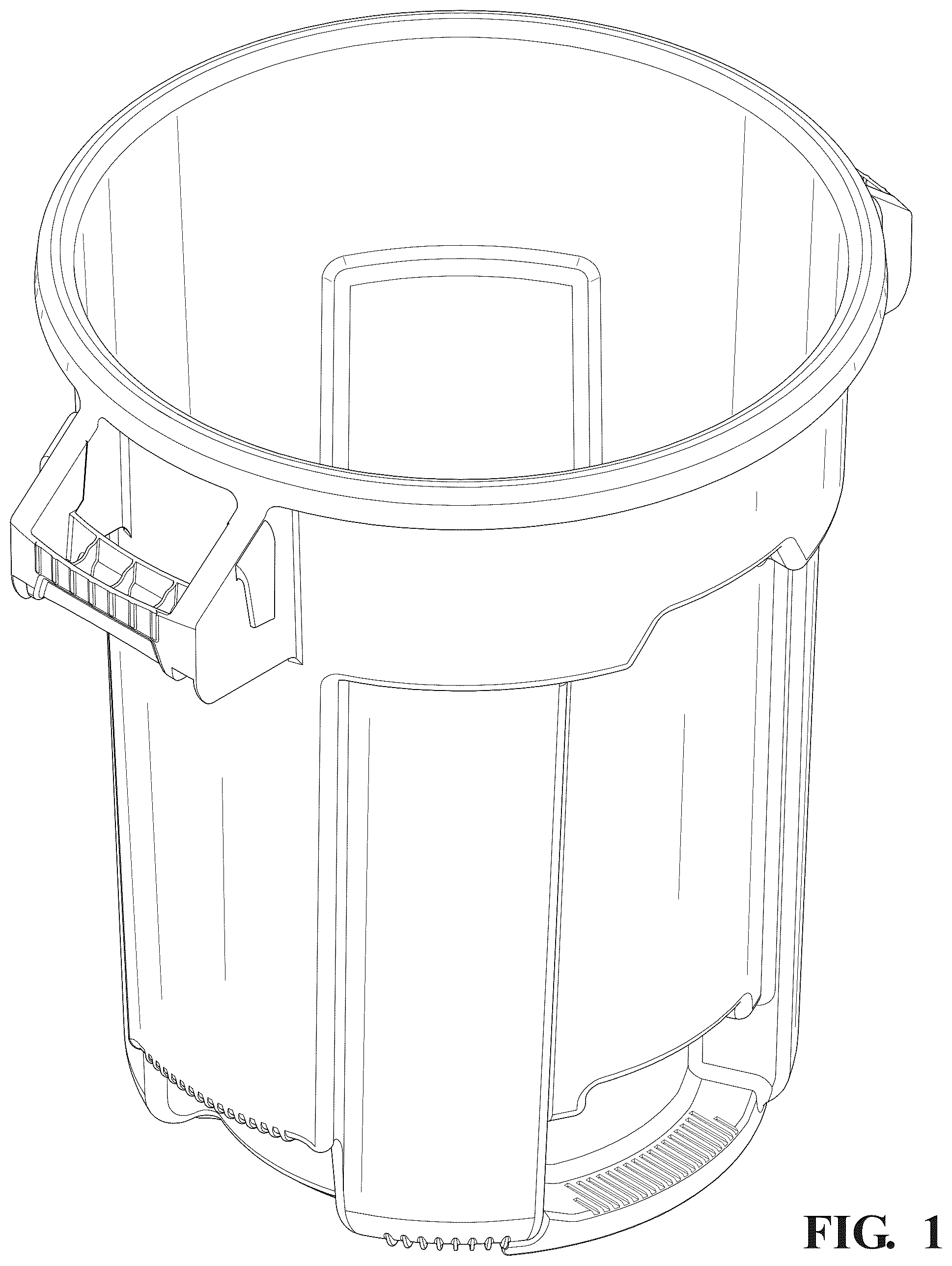 Patent USD1125757 Figure 1 – Trash can receptacle